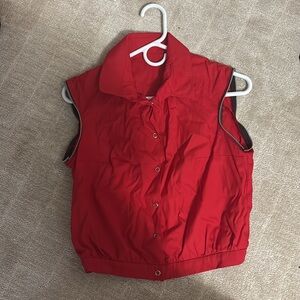 Vintage Red Sleeveless Vest with Zipper Accents